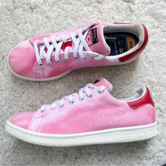 adidas Pharrell Holi Red White Tie Dye Stan Smith Lace Up Sneakers